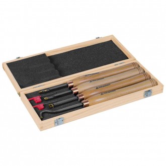 JEU DE BURINS POUR TOUR A BOIS AVEC POINTE EN CARBURE INTERCHANGEABLE TAILLE S