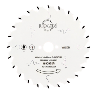 LAME DE SCIE CIRCULAIRE DIAM 235 X EP 2,8/1,8 X AL 30 X Z 24  ALT Y 10° A1 15° LEMA964.235.3024
