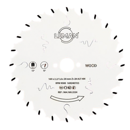 LAME DE SCIE CIRCULAIRE DIAM 235 X EP 2,8/1,8 X AL 30 X Z 24  ALT Y 10° A1 15° LEMA964.235.3024