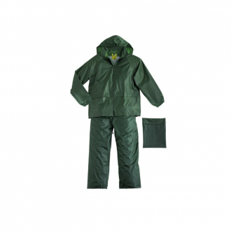 ENSEMBLE VESTE ET PANTALON DE PLUIE COLORIS VERT 100% POLYESTER EN PVC TAILLE L