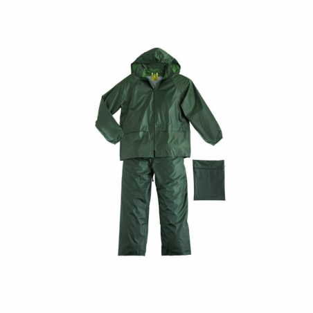 ENSEMBLE VESTE ET PANTALON DE PLUIE COLORIS VERT 100% POLYESTER EN PVC TAILLE XL